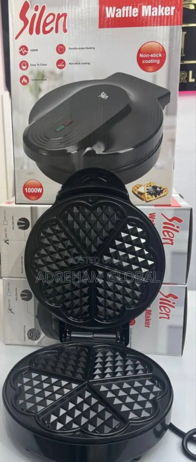 Silen Waffle Maker Non Stick Coating, 1000watts