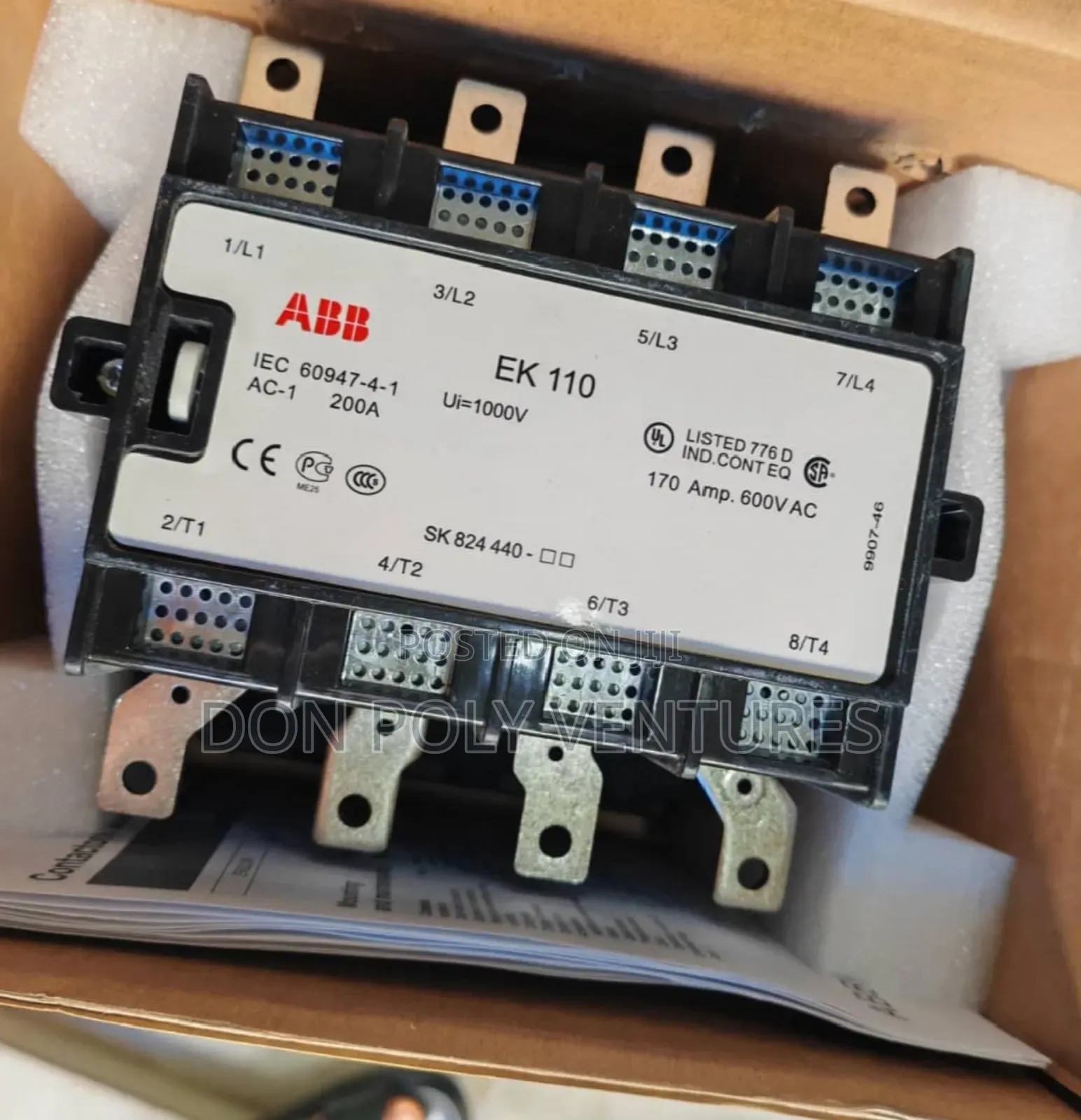 ABB Contactor 250amp 4pole