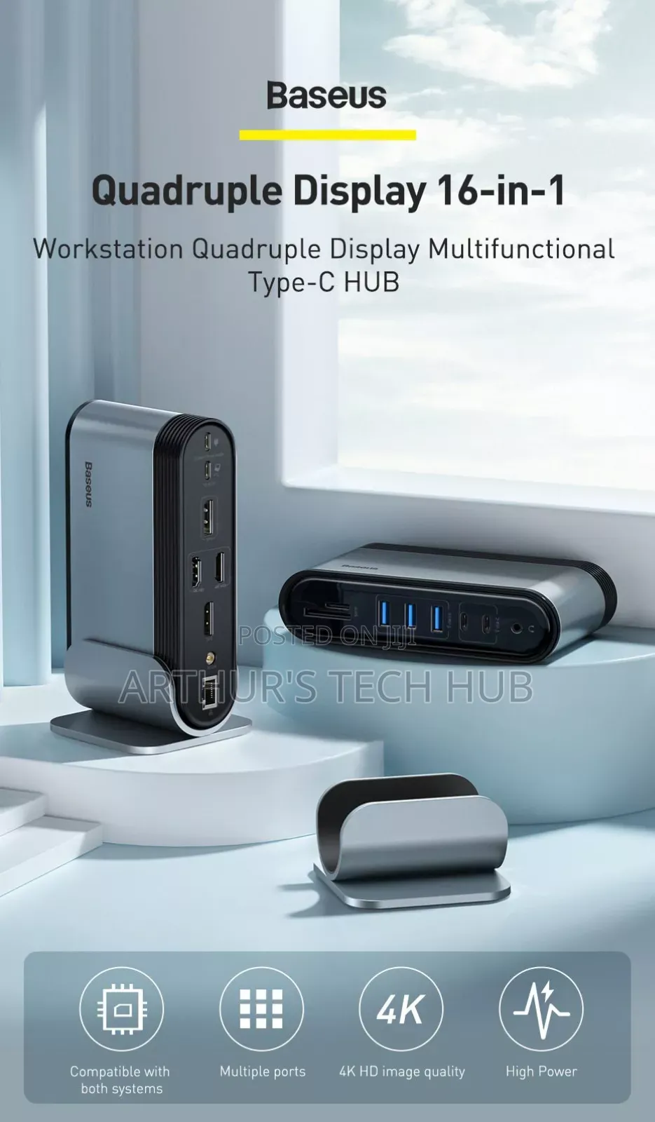 Baseus 16-in-1 Four Screen Multifunctional Type-C Hub