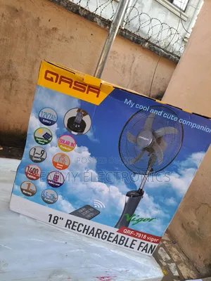 QASA 18inch Standing Rechargeable Fan With Warranty Copper