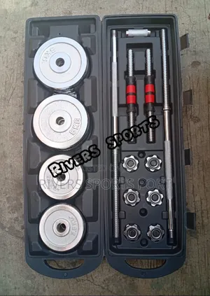 Heavy 50kg Adjustable Chrome Dumbbell and Barbell Set With Carry Box