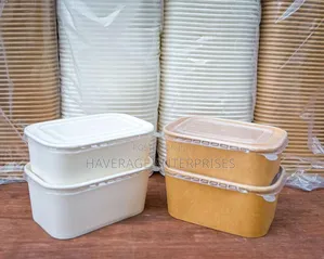 Disposable Craft Paper Salad/Food Bowl With Lids 1,000ml. 600pces