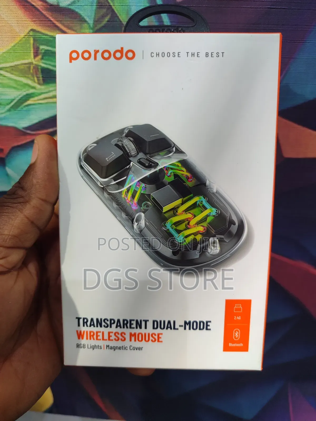 Porodo Transparent Dual Mode Bluetooth 2.4G Mouse