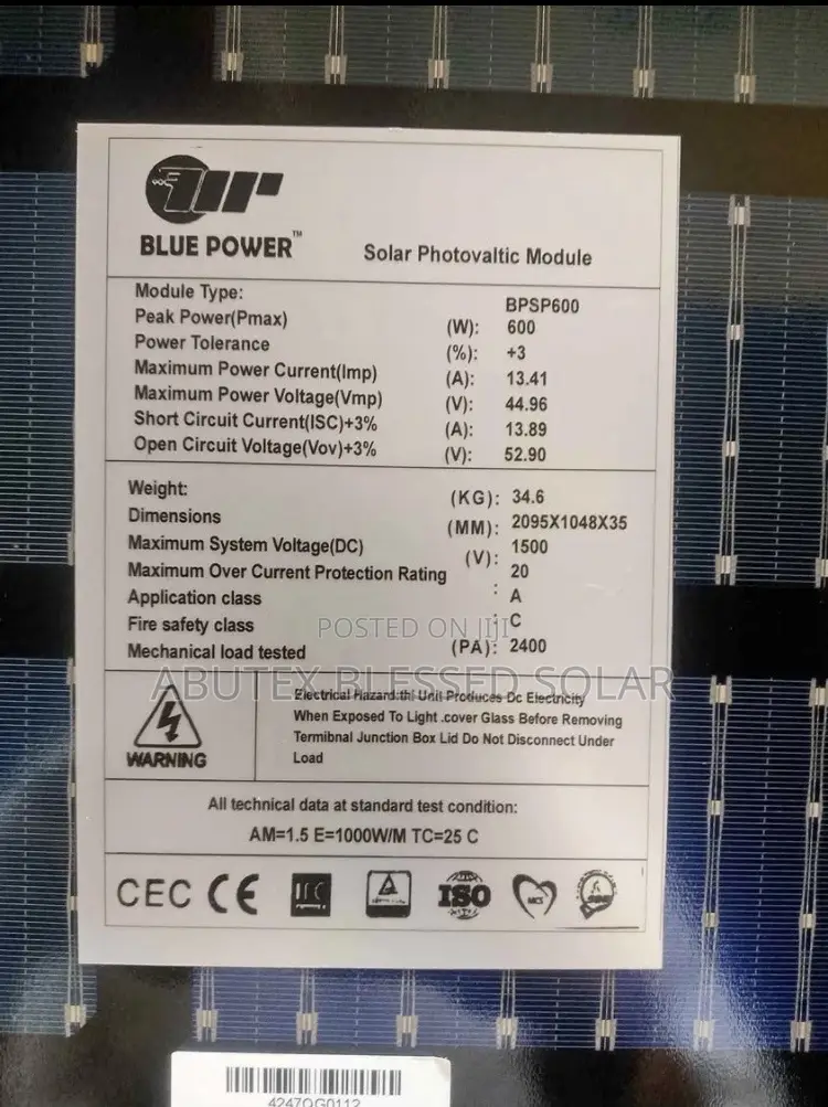 600watt Blue Power Solar Panel Half Cut