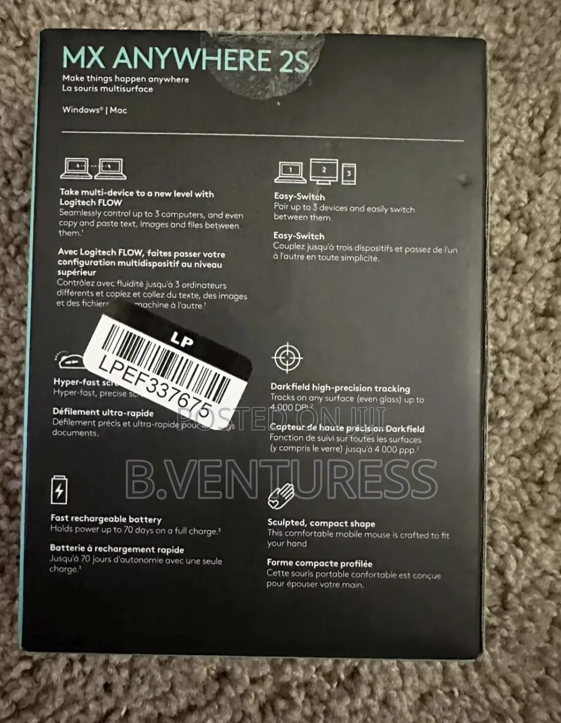 LOGITECH MX Anywhere 2S Black Wireless Laser Mouse