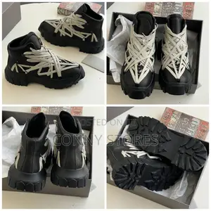 Luxury Rick Owens Megalace Tractor Leather Boot