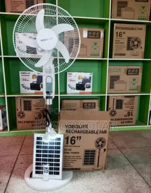Solar Fan Rechargeable Standing Fan, Yobolife.