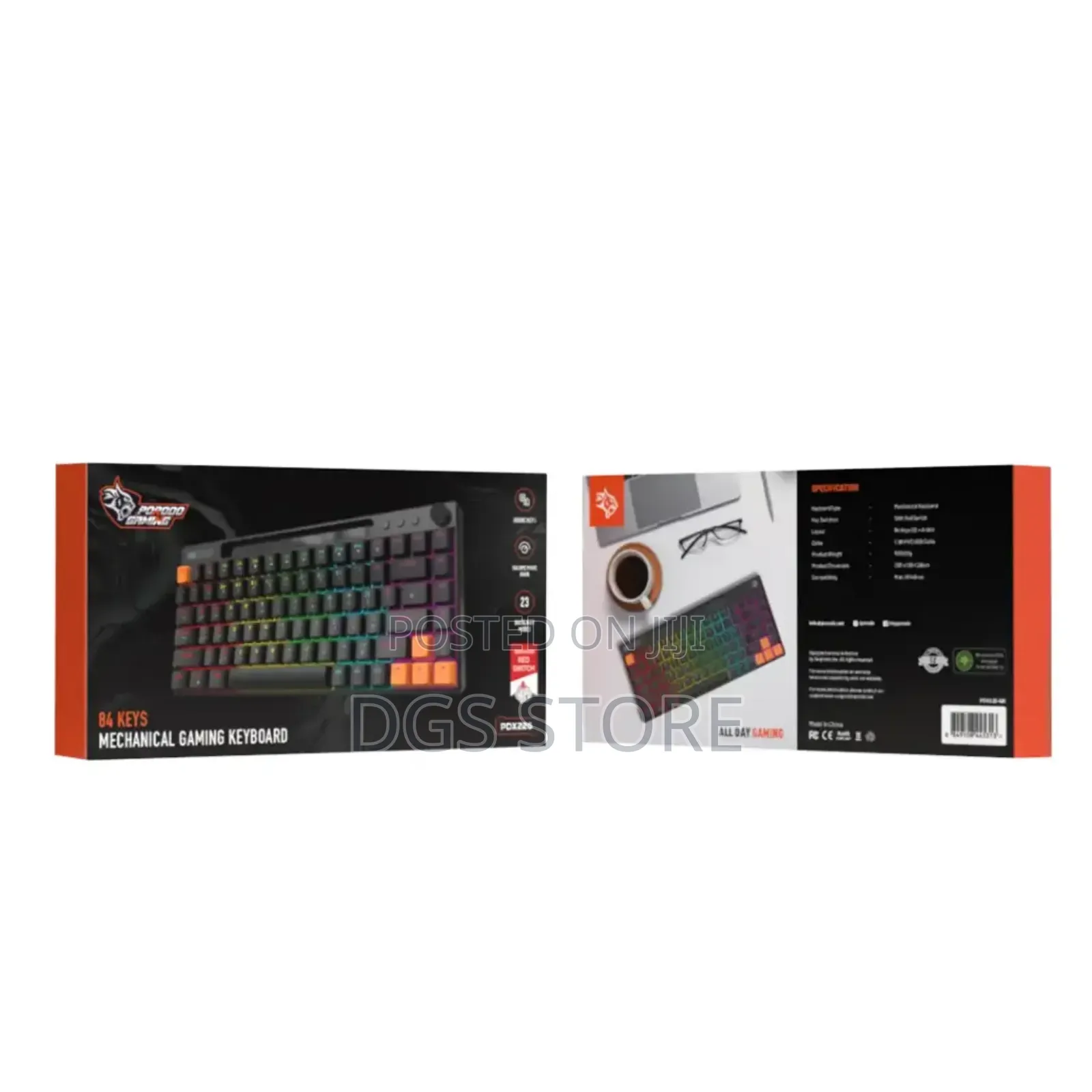 Porodo Gaming 84 Keys Mechanical Gaming Keyboard Wired