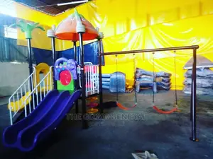 Outdoor Playground Equipment With Double Slides, 2 Swings