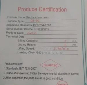 Electric Chain Hoist 5t-2-6miters