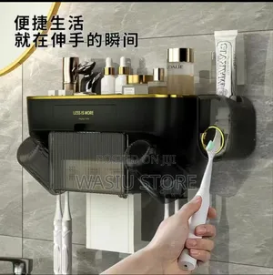 Toothbrush Holder 2 Cups Automatic Toothpaste Dispenser