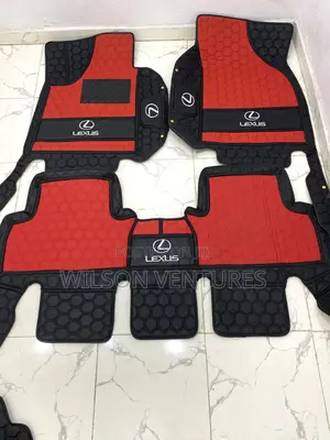 Photo - Red and Black Logo Leather Foot Mat for Lexus Rx300/330/350