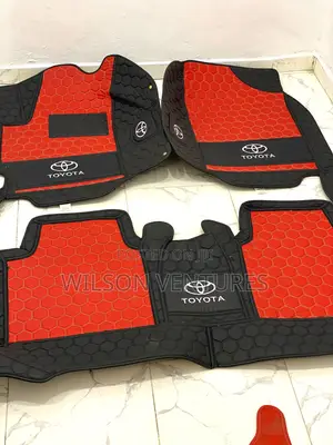 Photo - Red and Black Toyota Venza Leather Foot Mat