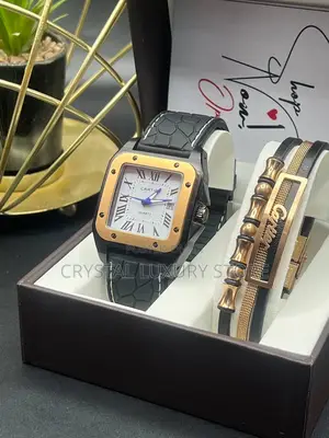 Cartier Quality Men Genuine Leather Wristwatch