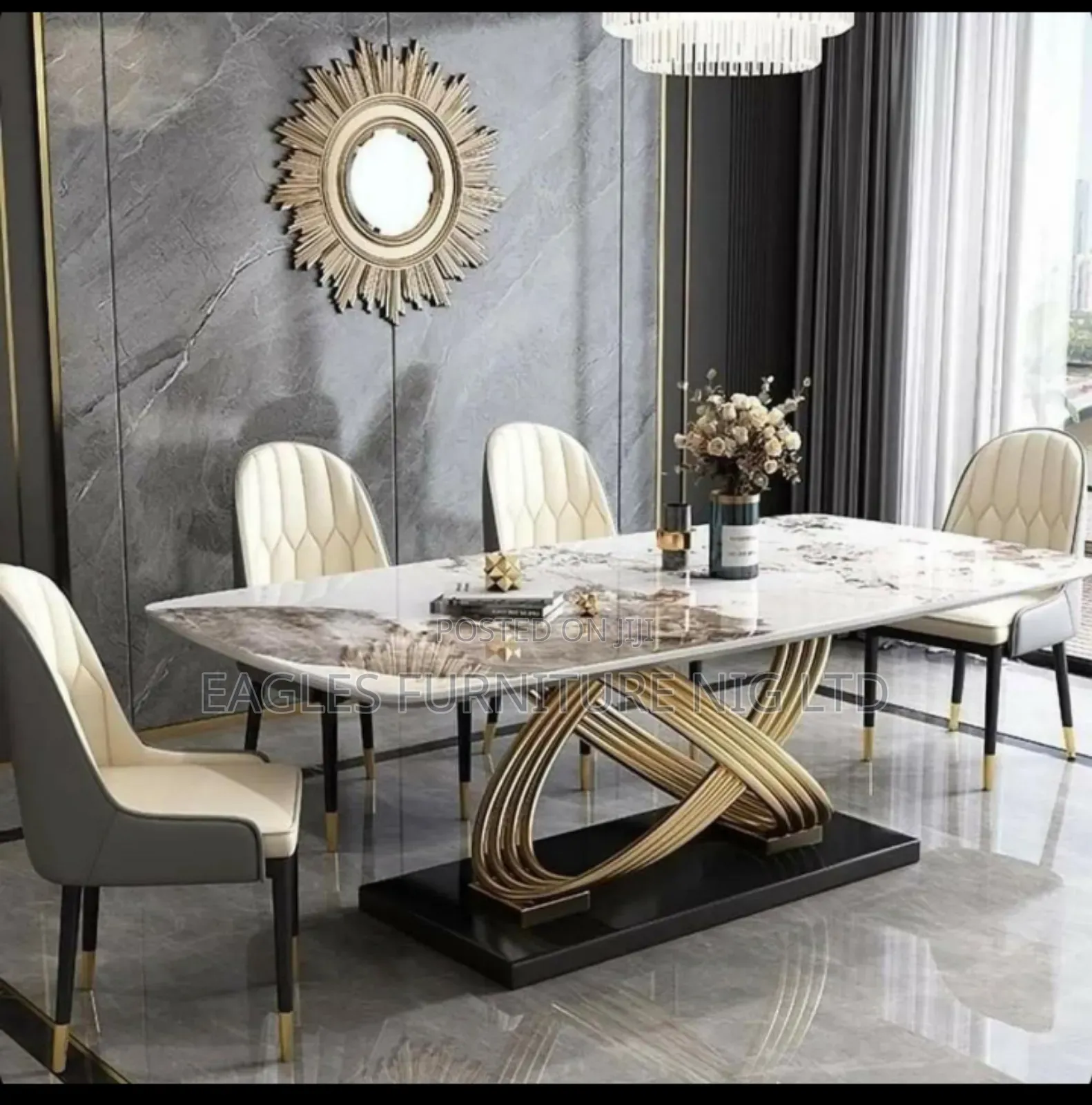 Luxury Quality Marble Dining With 6 Chairs