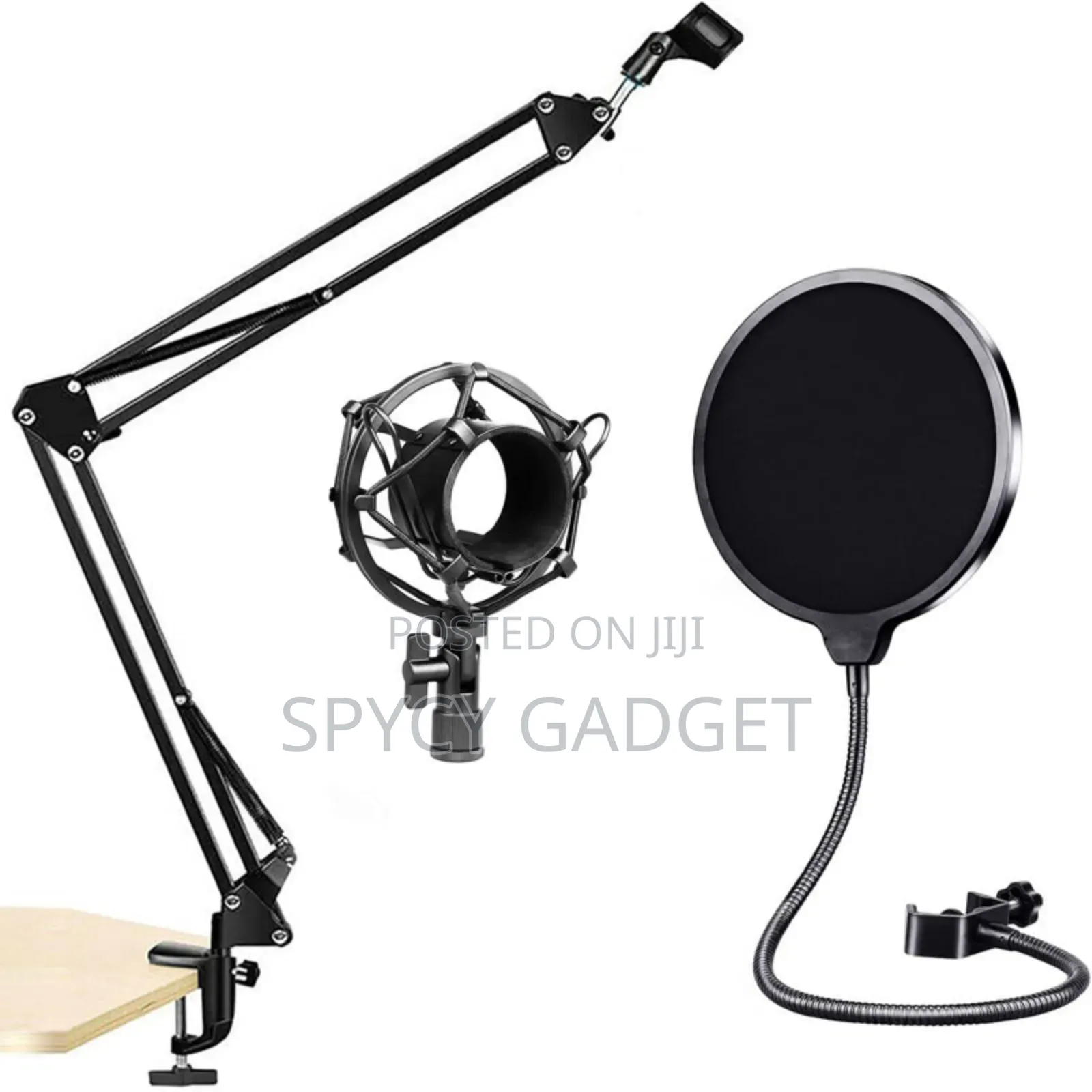 Table Clamp Microphone Stand With Shock Mount Pop Filter
