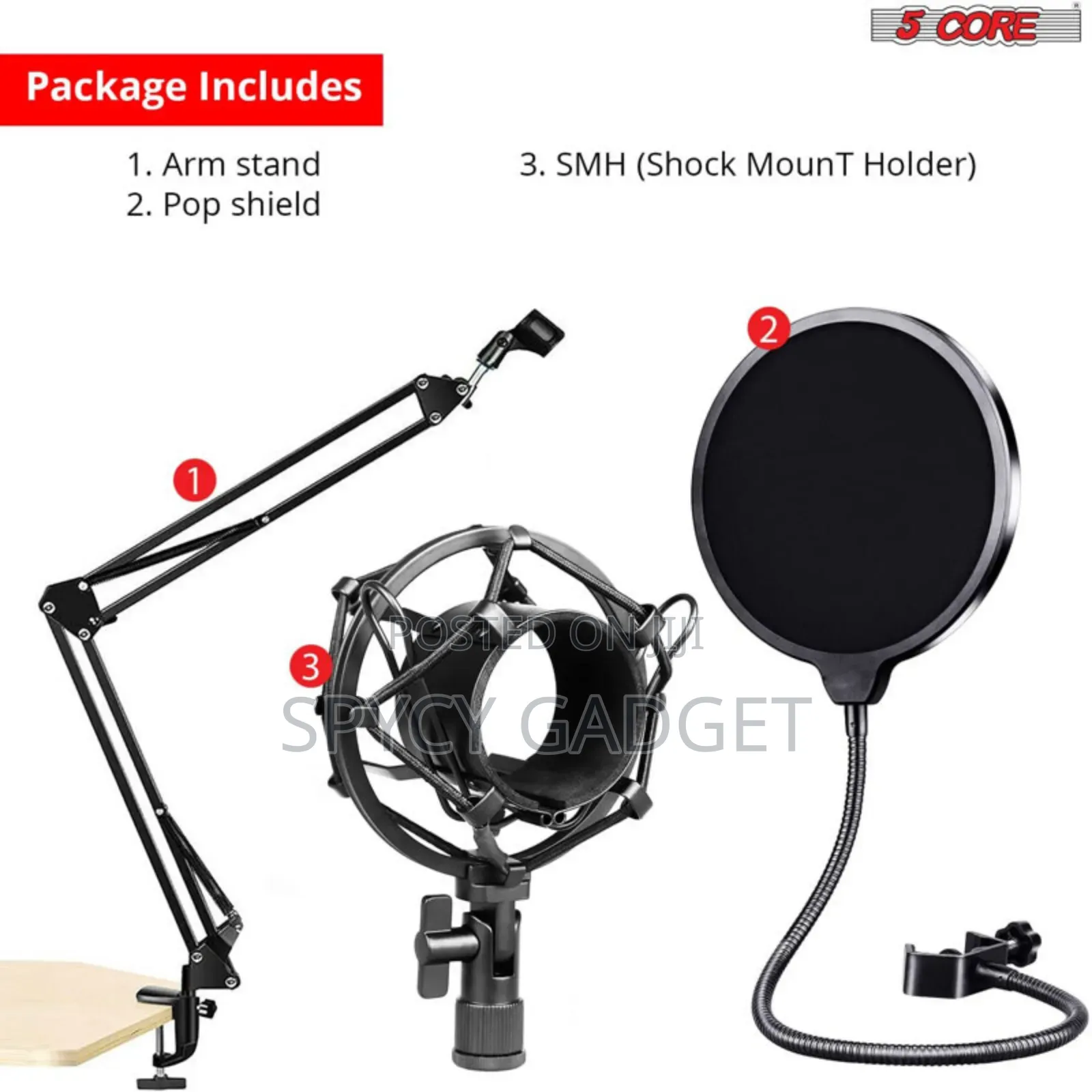 Table Clamp Microphone Stand With Shock Mount Pop Filter