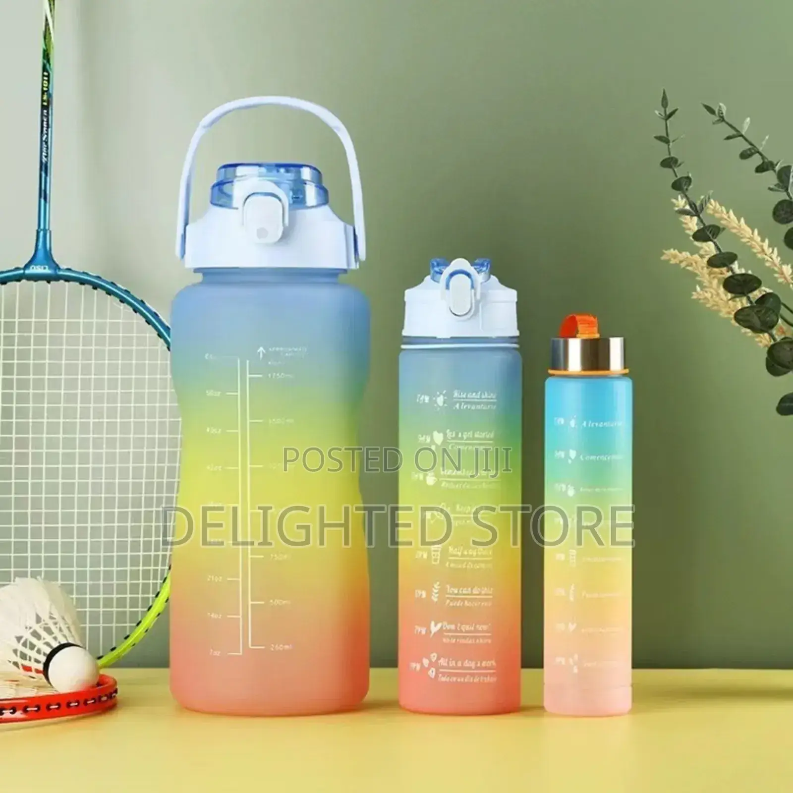 3pcs/Set Motivational Time Maker Waterbottle With Straw