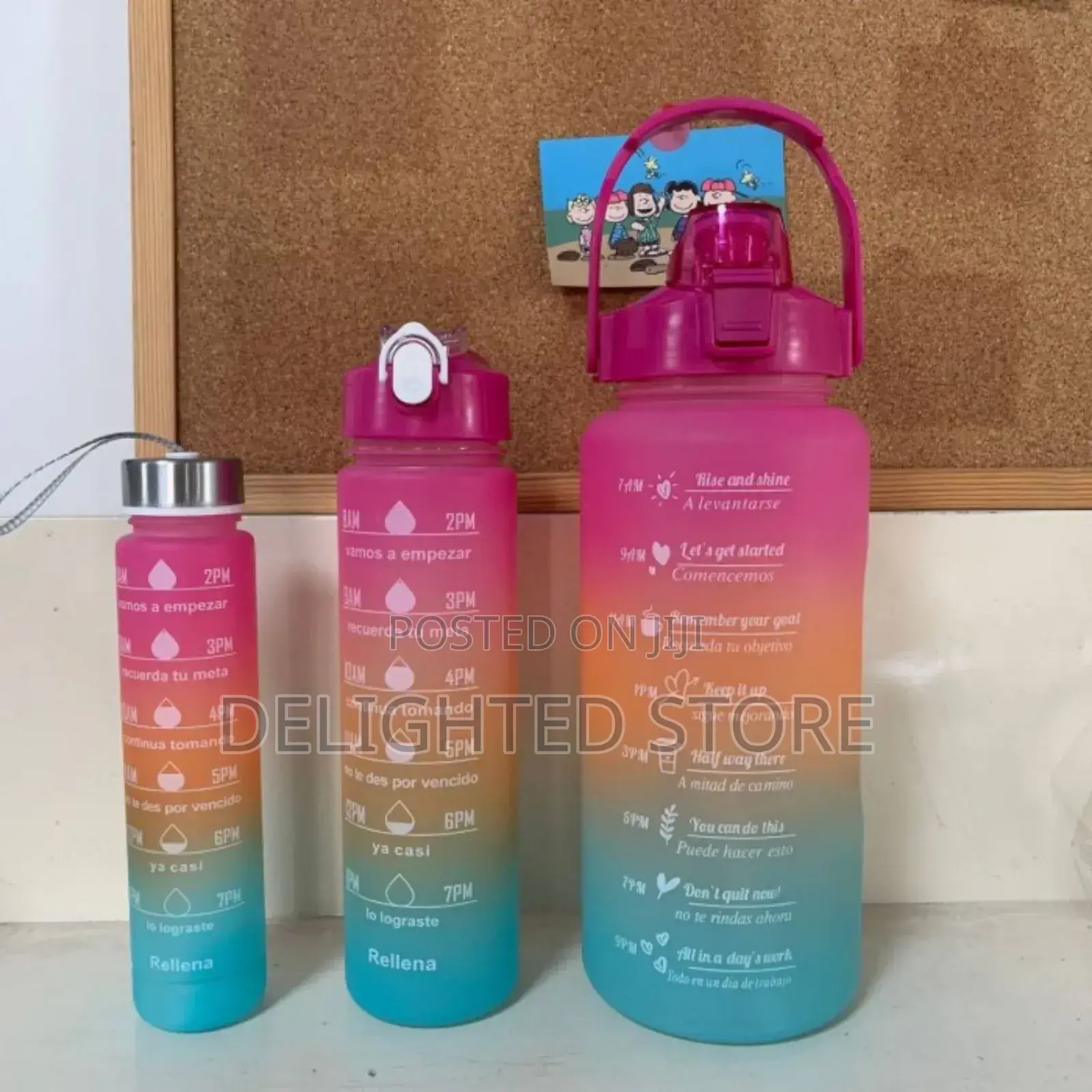 3pcs/Set Motivational Time Maker Waterbottle With Straw