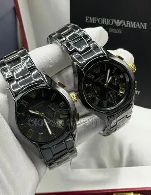 Emporio Armani Chronograph Ceramic Black Watch for Couple's