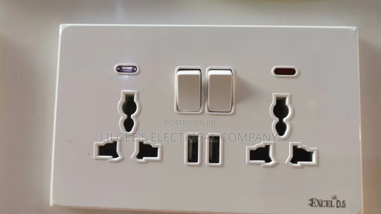 Original Excel Ds White Colour Double Socket With 2 Usb Port