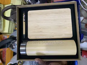 Luxury Hardcover Bamboo Diary Gift Set With Flask and Pen