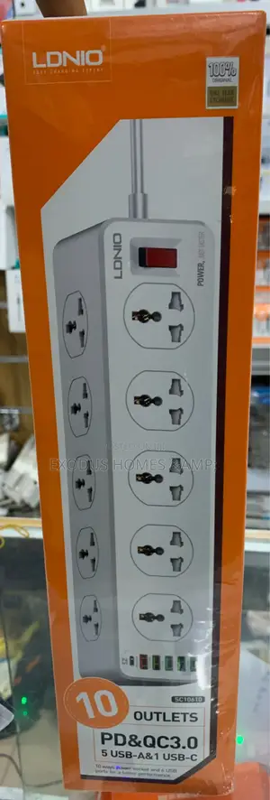 Ldnio Sc10610 Power Socket Pd Qc 3.0 5 USB a 1 USB C 10