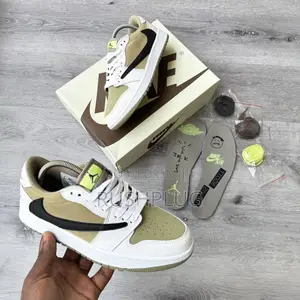 Travis Scott X Jordan 1 Low Retro “Neutral Olive” Sneakers
