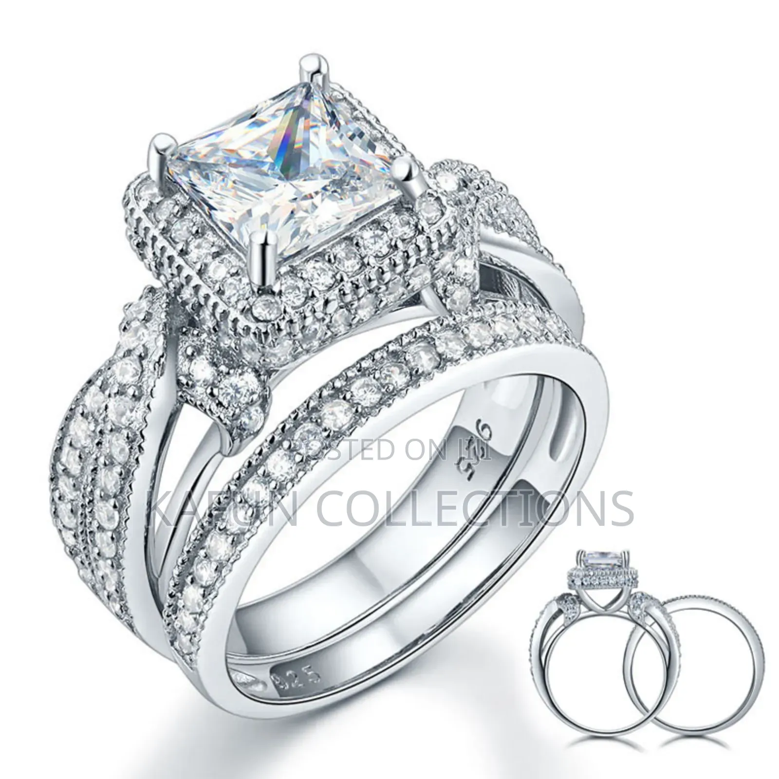 Highly Durable Solid Zirconia Bride's Rings Set
