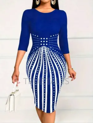 Ladies Shapely Formal Dress Black and Blue Colours