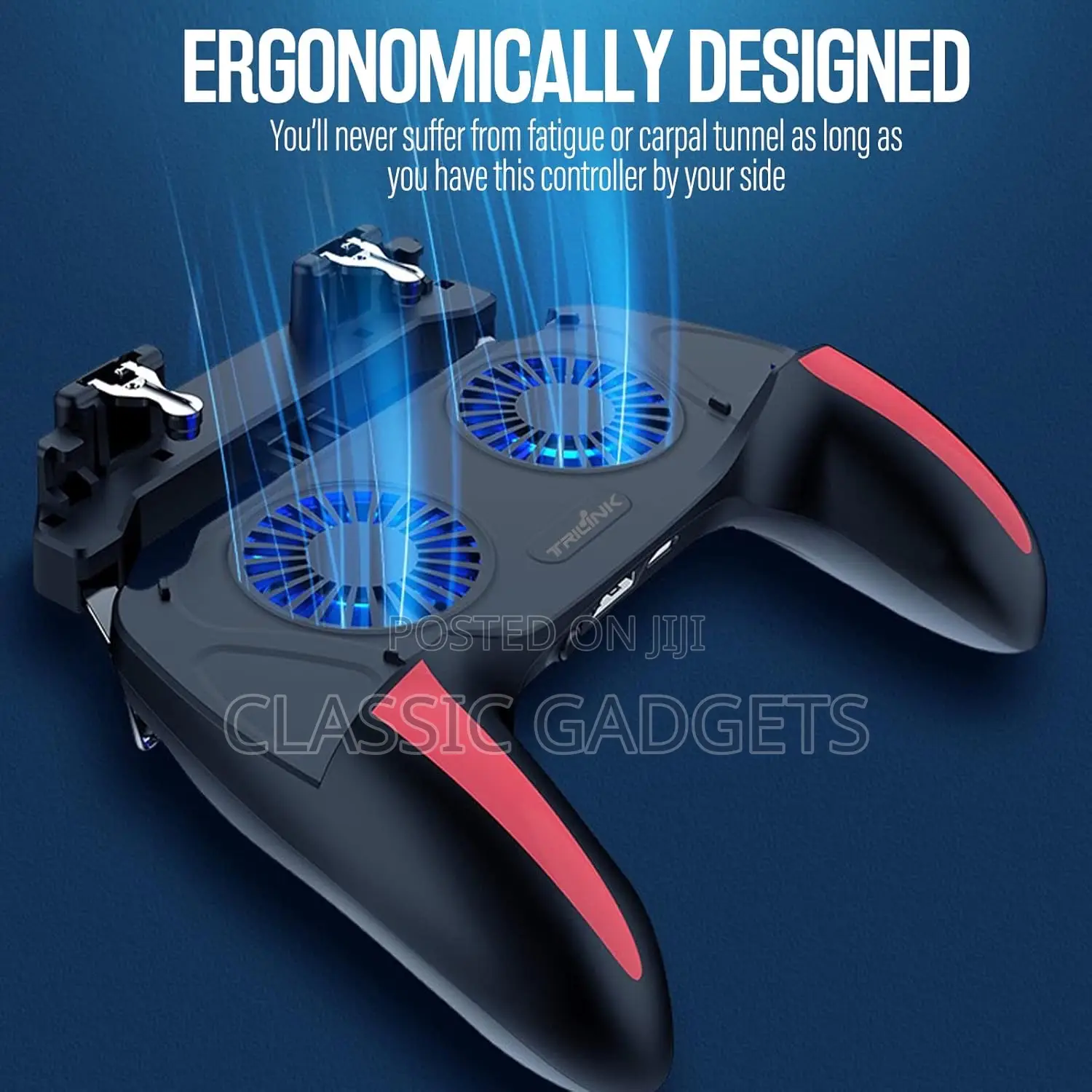 Mobile Game Controller With Cooling Fan and Trigger