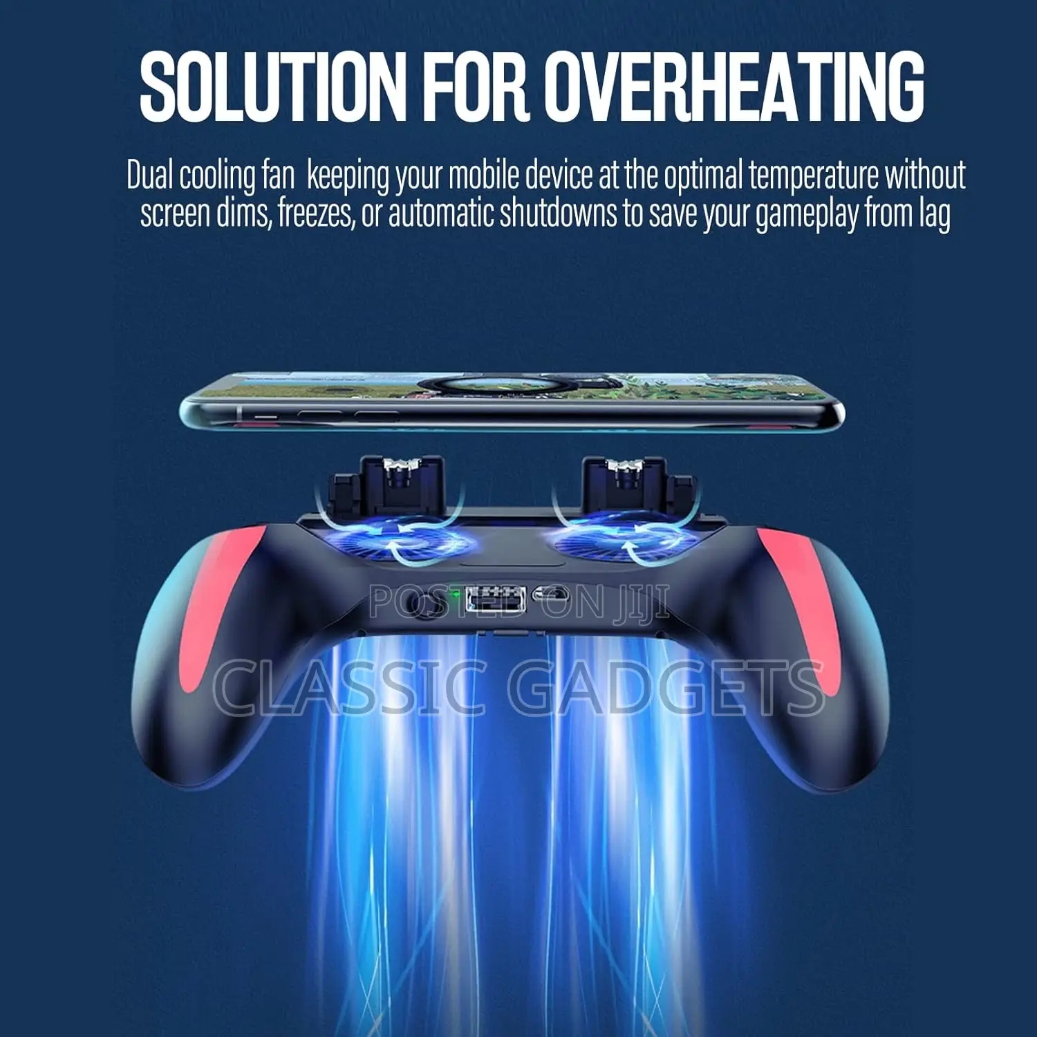 Mobile Game Controller With Cooling Fan and Trigger