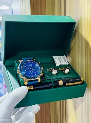 Men Set Wristwatch With Cufflinks Pen