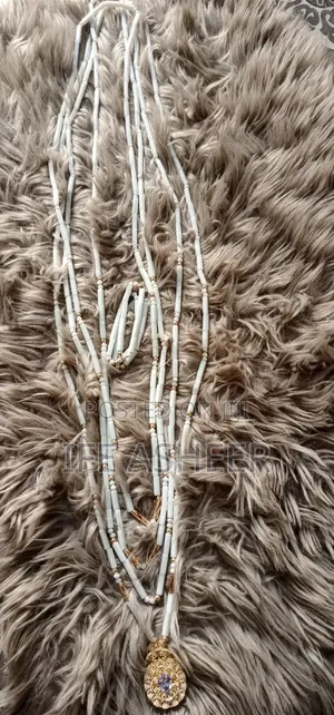Navel Length 4 Layers, 4 Bracelets Men Beads - White Gold
