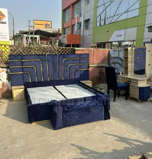 Exquisite Complete Set of King Size Padded 6 by 6 HDF Bedframe