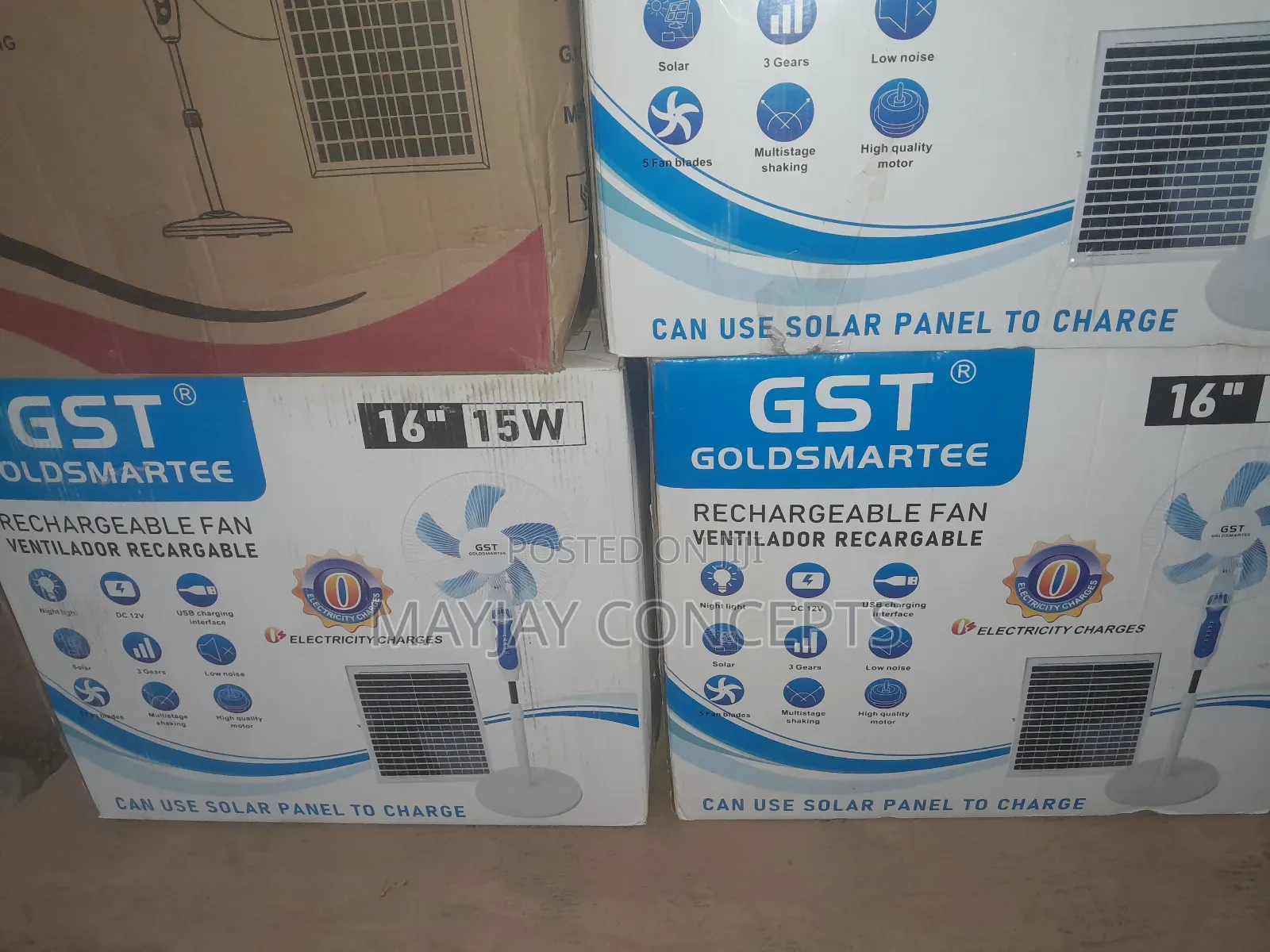 GST 16" 3-in-1 Ac/Dc Solar Rechargeable Standing+Panel+Usb