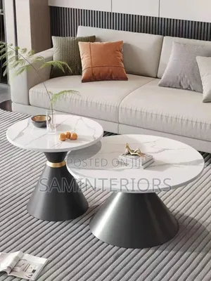 New Luxury 2in1 Center Table With Rock Stone Top