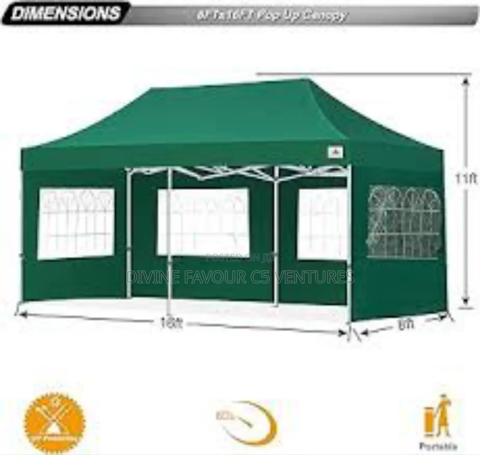 Foldable Canopy / Gazebo 10 X 20 With Side Covers