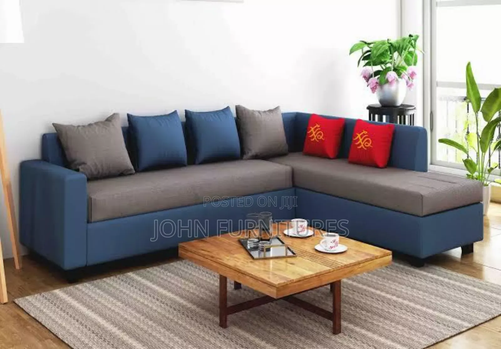 L- Shaped Fabric Sofa