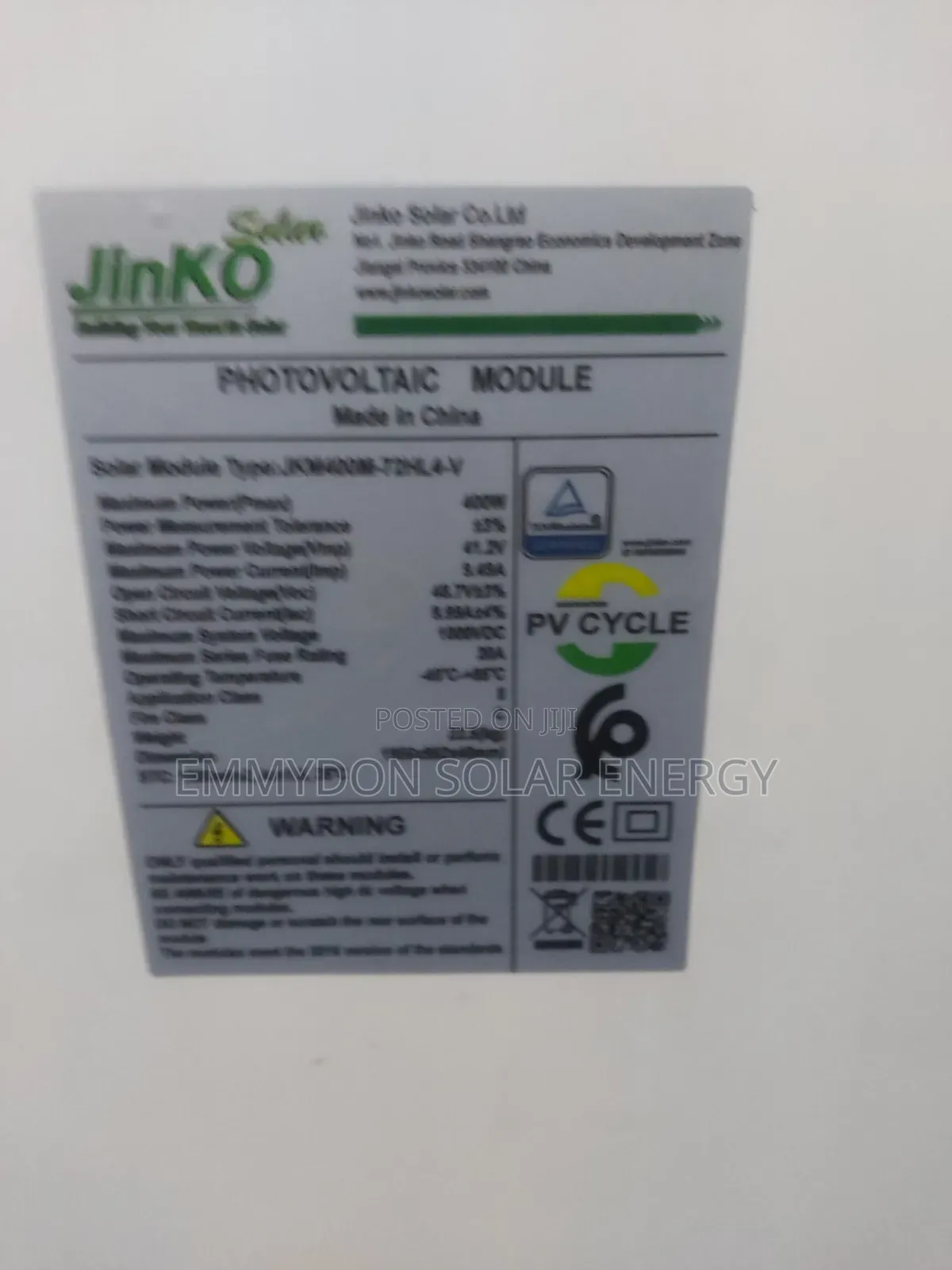Original Jinko Solar Poly Panel 400watt