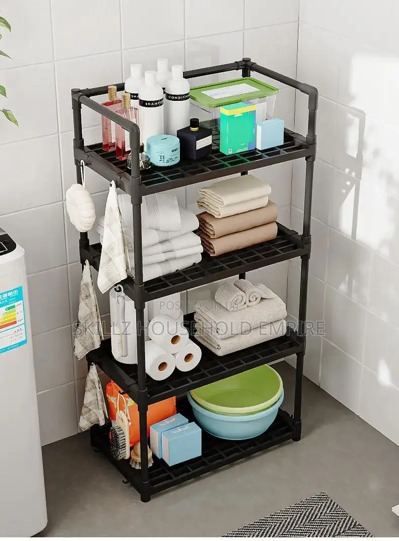 4-Tier Plastic Storage Organizer Rack