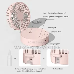 3 Speed Rechargeable Operated Mist Hand Held Fan