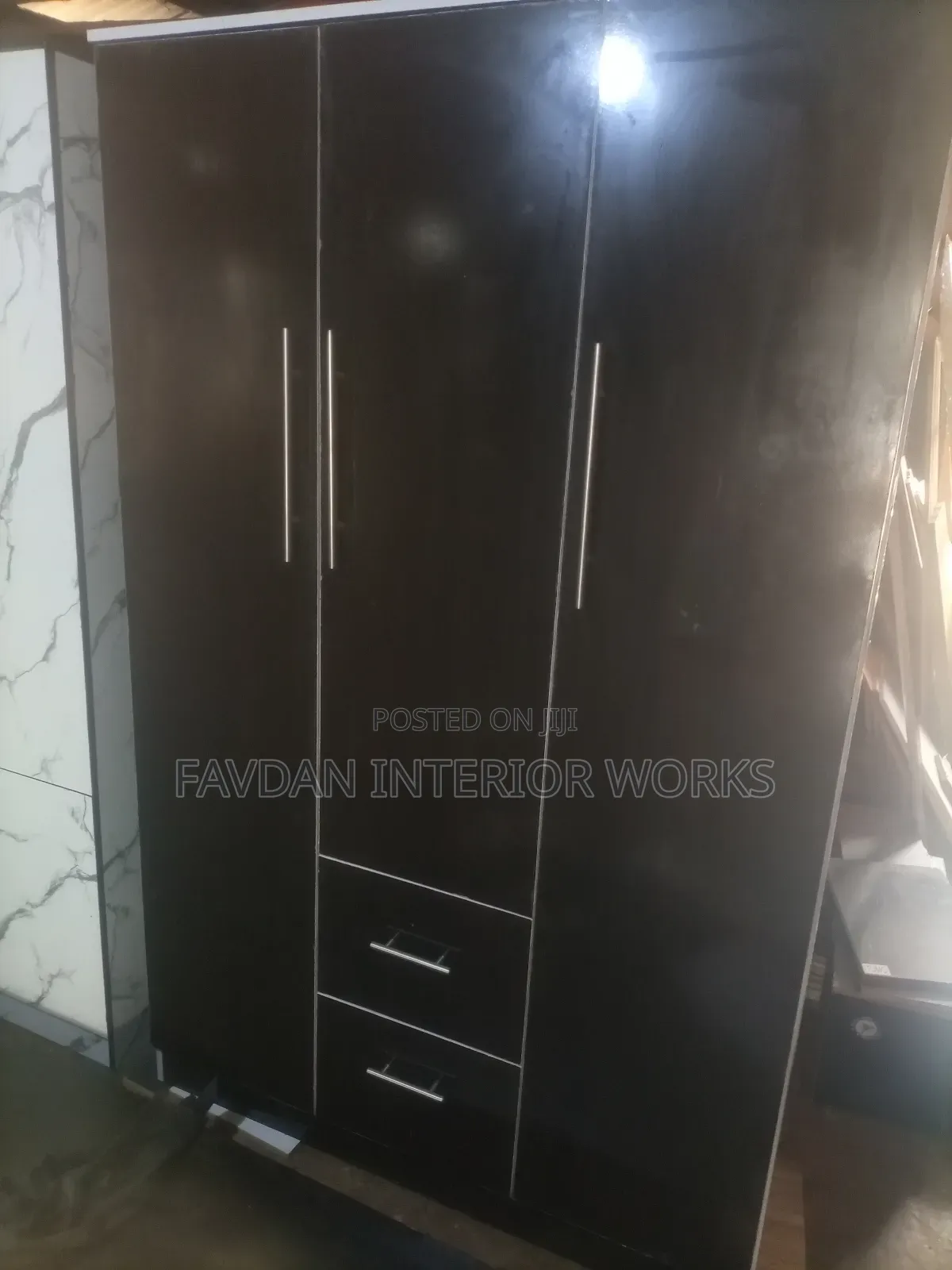 Wenge 3 Doors Wardrobe With Drawers