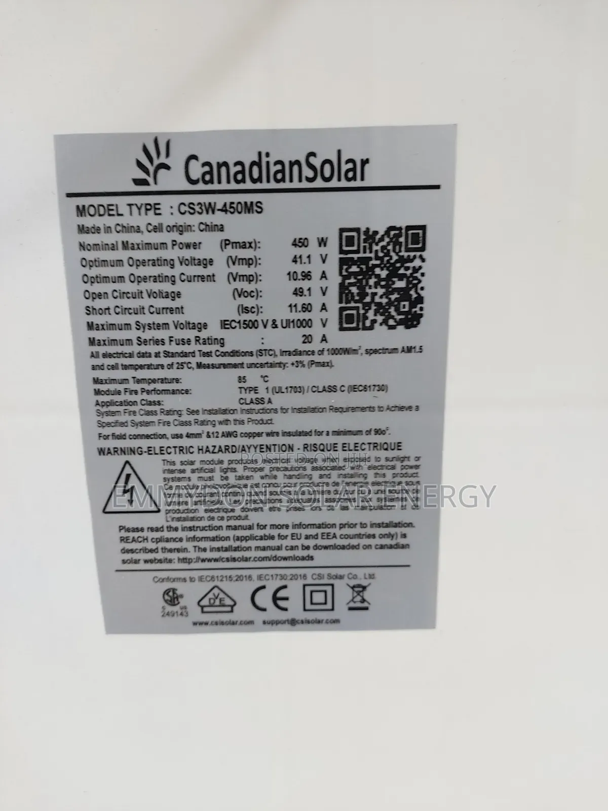 Original Canadian Panel 400watt