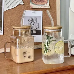 Glass Cup With Straw and Bamboo Cover