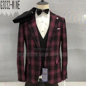 Quality 3pcs Plaid Checked Maligan Business Men’S Suit