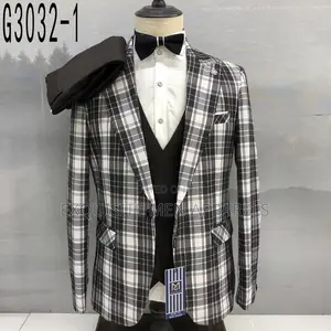 Quality 3pcs Plaid Checked Maligan Business Men’S Suit