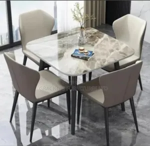 Marble Square Dining Table Set 
By 4