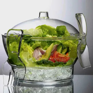 Salad Serving Bowl With Vented Ice Chamber- Acrylic