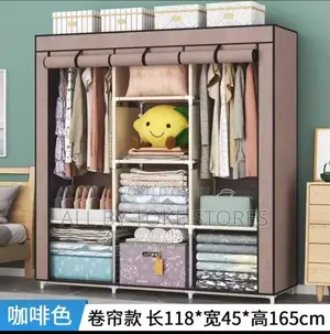 Photo - Foldable Double Rod Wardrobe Bedroom Clothes Closet Organize